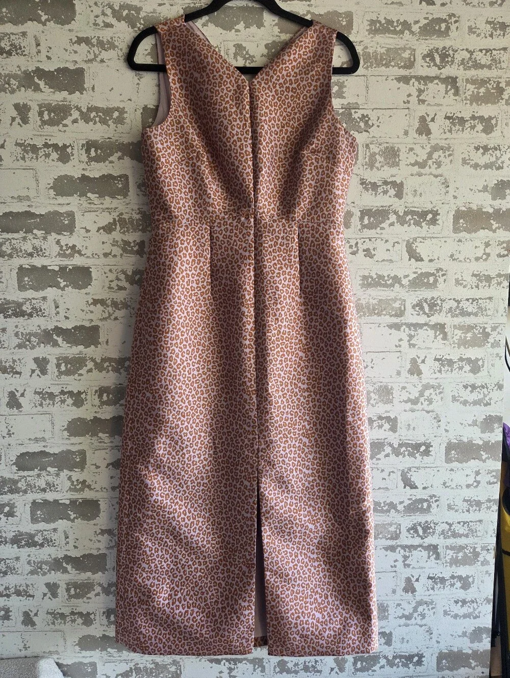 Kate Spade Animal Print Sleeveless Sheath Midi Dress Pink Orange Size 6